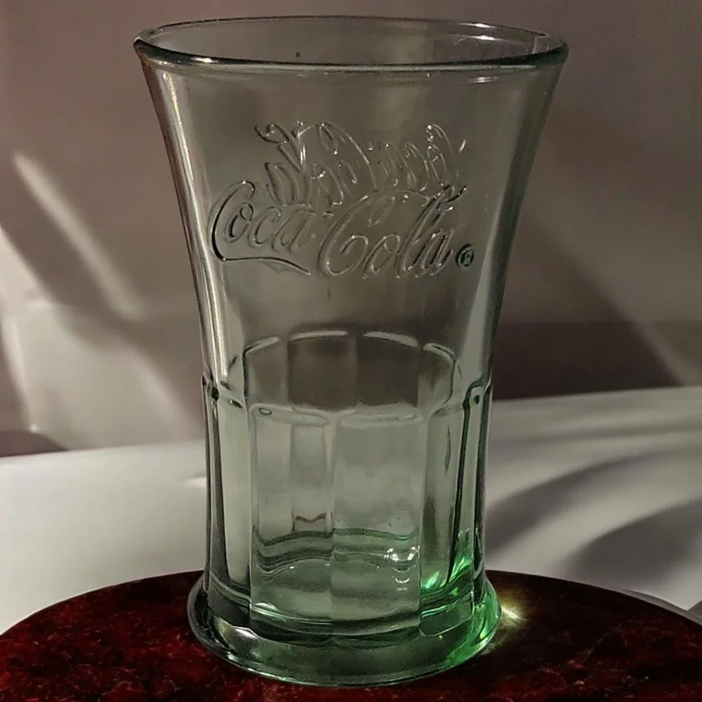 Vtg Coca Cola Coke Libbey Juice Green Mini Glass 4.25
